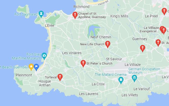 Church Guernsey Map Church Guernsey Map